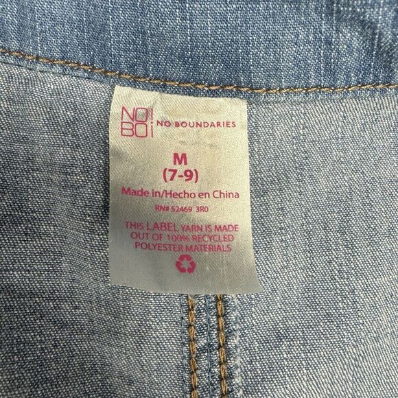 No Boundaries Juniors  Denim Short Sleeve Bottom Up Romper Jumpsuit Y2K Sz M 7-9 - Picture 6 of 11